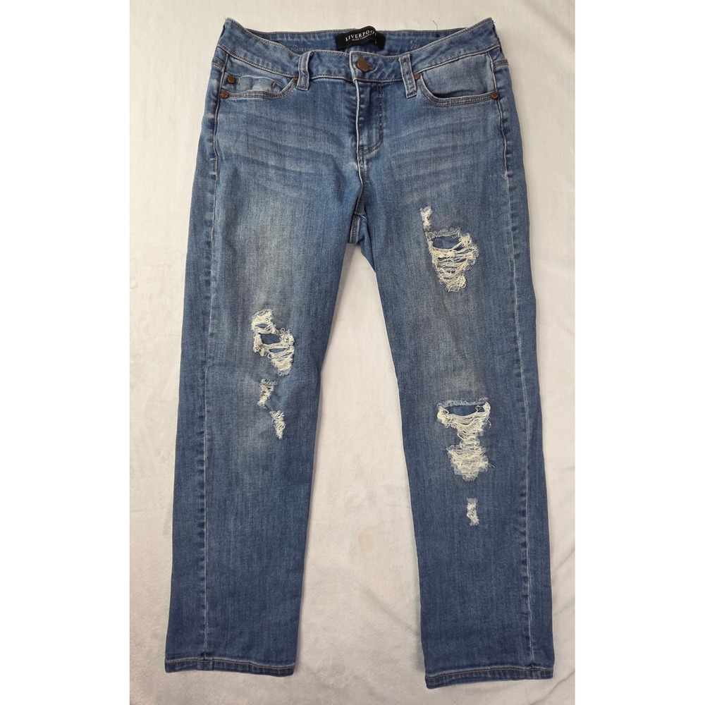 Liverpool Jeans Company Crop‎ Boyfriend 4 Blue Distressed Melbourne Dest